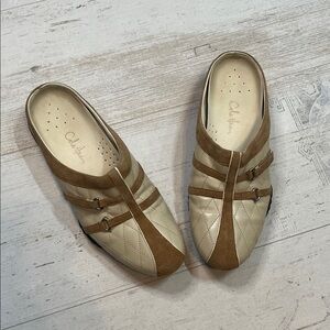 Cole Haan Nike Air Women's Quilted Tan and Cream Mules Size 7